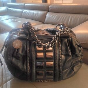 Marciano Moto Black Leather Satchel EUC.